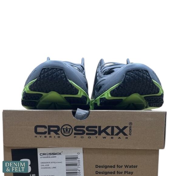 Crosskix APX Charcoal Lime Hybrid Water Shoes Submersible Quick-Dry Sneakers - Picture 7 of 10
